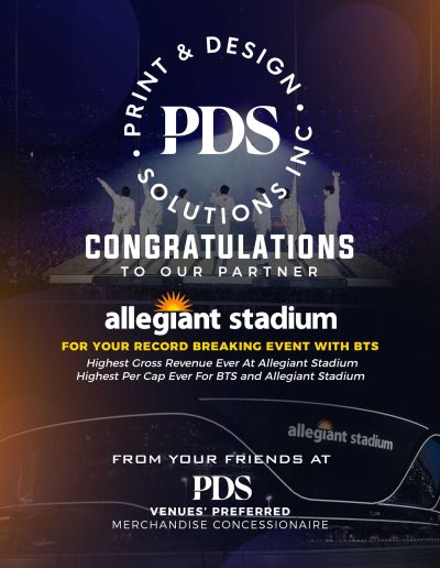 Congratulations from PDS to Allegiant Stadium on its Record Breaking event with BTS
