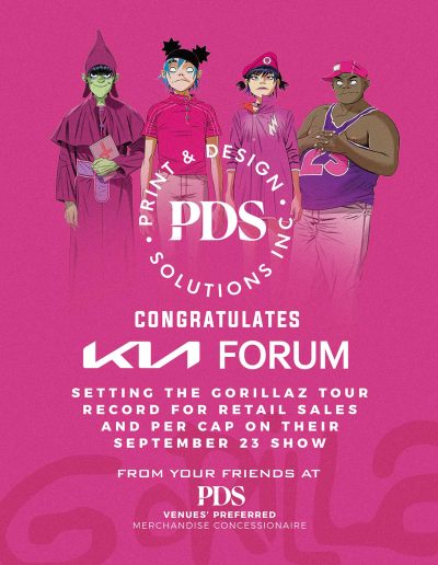 PDS Congratulates Kia Forum for Gorillaz Tour Record